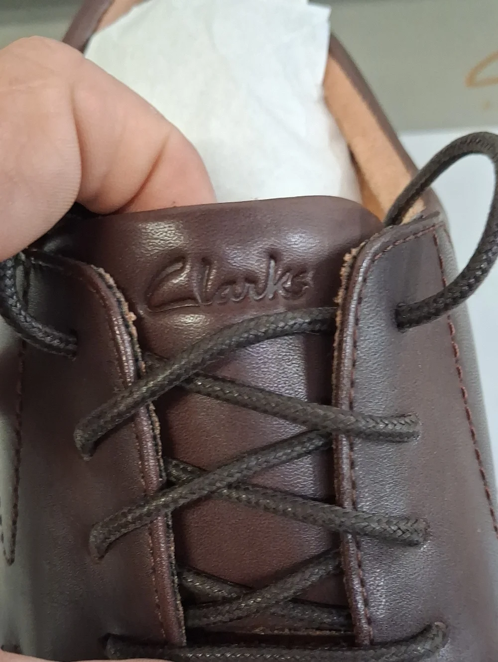 NWT Mens Clark's Artisan Eldredge Plain Dark Brown Leather Shoes